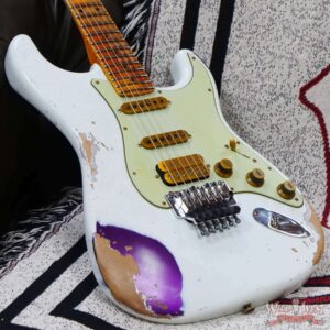 Fender Custom Shop Wild West White Lightning Stratocaster HSS Floyd Rose Maple Board 22 Frets Heavy Relic Purple Metallic - Image 8