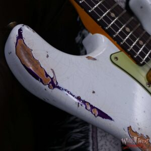 Fender Custom Shop Wild West White Lightning Stratocaster HSS Floyd Rose Rosewood Board 22 Frets Heavy Relic Purple Metallic - Image 9