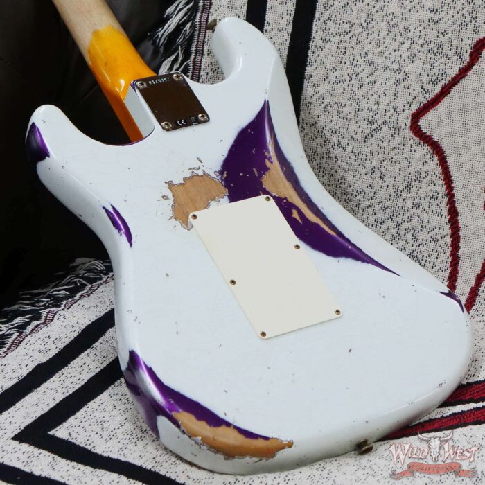 Fender Custom Shop Wild West White Lightning Stratocaster HSS Floyd Rose Maple Board 22 Frets Heavy Relic Purple Metallic - Image 12