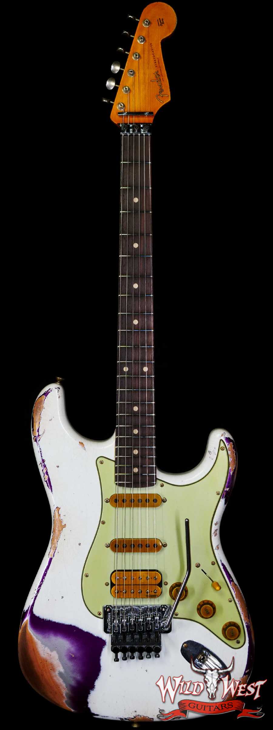 fendercs-wlfr-r125397-main__wwg_large-1.jpg Fender Custom Shop Wild West White Lightning Stratocaster HSS Floyd Rose Rosewood Board 22 Frets Heavy Relic Purple Metallic - Image 1