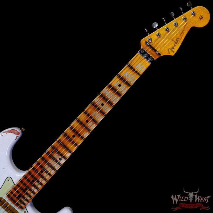 Fender Custom Shop Wild West White Lightning Stratocaster HSS Floyd Rose Maple Board 22 Frets Heavy Relic Fiesta Red - Image 4