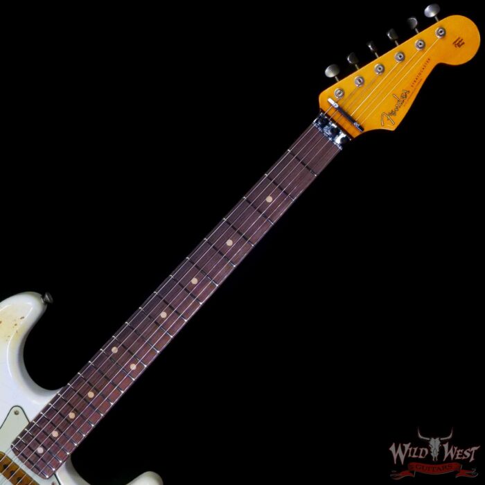 Fender Custom Shop Wild West White Lightning Stratocaster HSS Floyd Rose Rosewood Board 22 Frets Heavy Relic Fiesta Red - Image 4