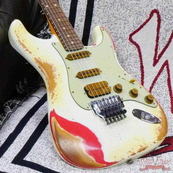 Fender Custom Shop Wild West White Lightning Stratocaster HSS Floyd Rose Rosewood Board 22 Frets Heavy Relic Fiesta Red - Image 8