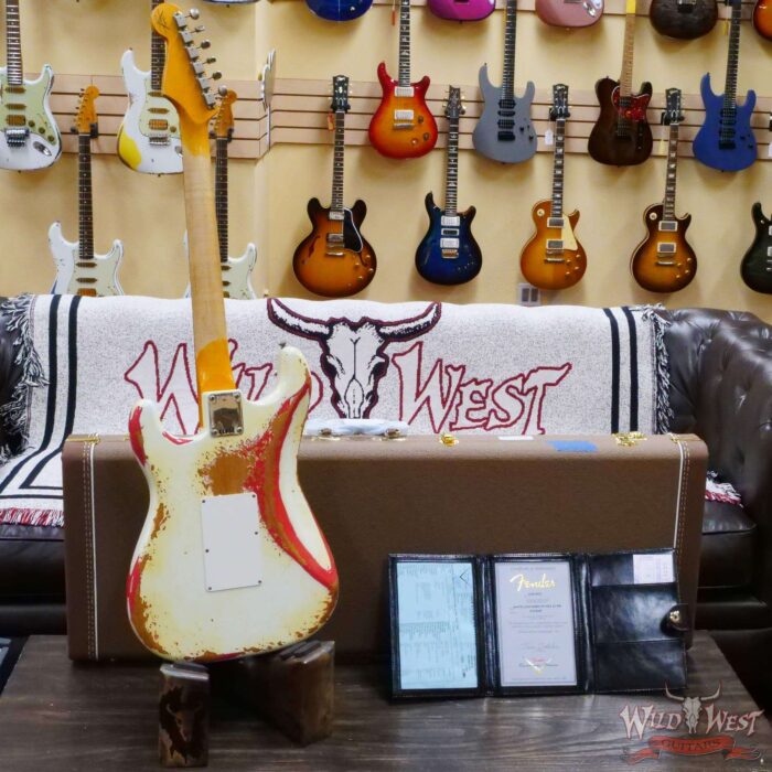 Fender Custom Shop Wild West White Lightning Stratocaster HSS Floyd Rose Rosewood Board 22 Frets Heavy Relic Fiesta Red - Image 10