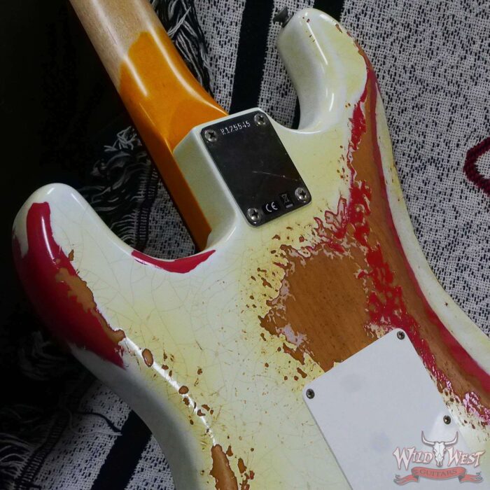 Fender Custom Shop Wild West White Lightning Stratocaster HSS Floyd Rose Rosewood Board 22 Frets Heavy Relic Fiesta Red - Image 13