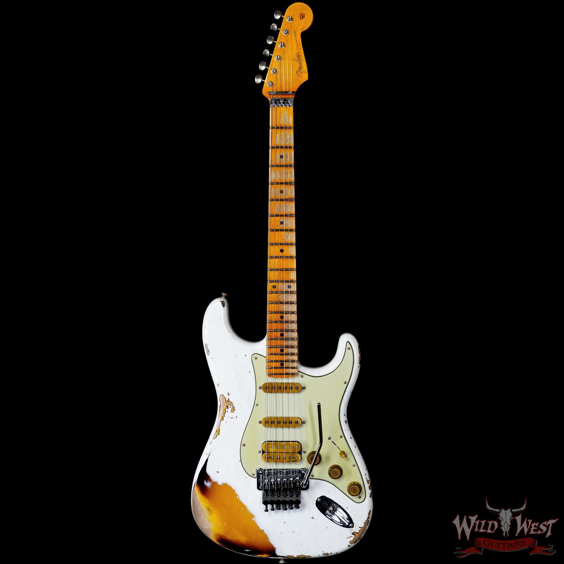 fendercs-wlfr-r127295-c1__wwg.jpg Fender Custom Shop Wild West White Lightning Stratocaster HSS Floyd Rose Maple Board 22 Frets Heavy Relic 2 Tone Sunburst 7.95 LBS - Image 3