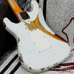 Fender Custom Shop Wild West White Lightning Stratocaster HSS Floyd Rose Maple Board 22 Frets Heavy Relic 2 Tone Sunburst 7.95 LBS - Image 12