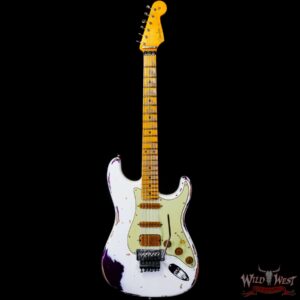 Fender Custom Shop Wild West White Lightning Stratocaster HSS Floyd Rose Maple Board 22 Frets Heavy Relic Purple Metallic - Image 3