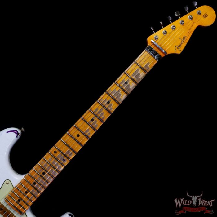 Fender Custom Shop Wild West White Lightning Stratocaster HSS Floyd Rose Maple Board 22 Frets Heavy Relic Purple Metallic - Image 4