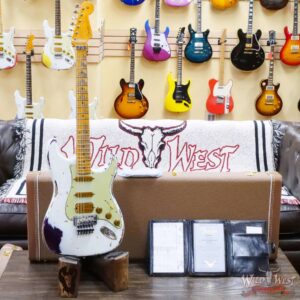 Fender Custom Shop Wild West White Lightning Stratocaster HSS Floyd Rose Maple Board 22 Frets Heavy Relic Purple Metallic - Image 6