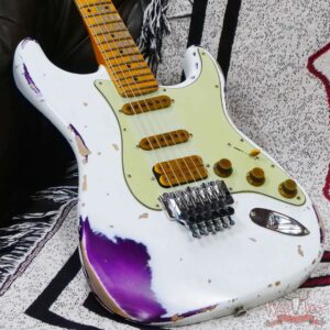 Fender Custom Shop Wild West White Lightning Stratocaster HSS Floyd Rose Maple Board 22 Frets Heavy Relic Purple Metallic - Image 8