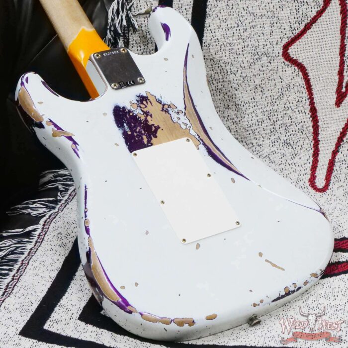 Fender Custom Shop Wild West White Lightning Stratocaster HSS Floyd Rose Maple Board 22 Frets Heavy Relic Purple Metallic - Image 12