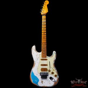 Fender Custom Shop Wild West White Lightning Stratocaster HSS Floyd Rose Maple Board 22 Frets Heavy Relic Taos Turquoise - Image 3