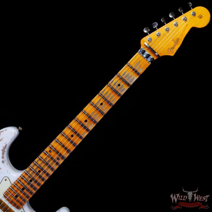 Fender Custom Shop Wild West White Lightning Stratocaster HSS Floyd Rose Maple Board 22 Frets Heavy Relic Taos Turquoise - Image 4