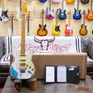 Fender Custom Shop Wild West White Lightning Stratocaster HSS Floyd Rose Maple Board 22 Frets Heavy Relic Taos Turquoise - Image 6