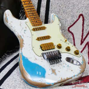 Fender Custom Shop Wild West White Lightning Stratocaster HSS Floyd Rose Maple Board 22 Frets Heavy Relic Taos Turquoise - Image 8