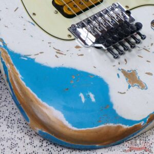 Fender Custom Shop Wild West White Lightning Stratocaster HSS Floyd Rose Maple Board 22 Frets Heavy Relic Taos Turquoise - Image 9