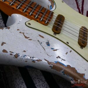 Fender Custom Shop Wild West White Lightning Stratocaster HSS Floyd Rose Maple Board 22 Frets Heavy Relic Taos Turquoise - Image 10