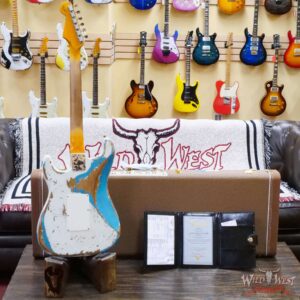 Fender Custom Shop Wild West White Lightning Stratocaster HSS Floyd Rose Maple Board 22 Frets Heavy Relic Taos Turquoise - Image 11