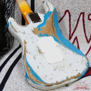 Fender Custom Shop Wild West White Lightning Stratocaster HSS Floyd Rose Maple Board 22 Frets Heavy Relic Taos Turquoise - Image 13