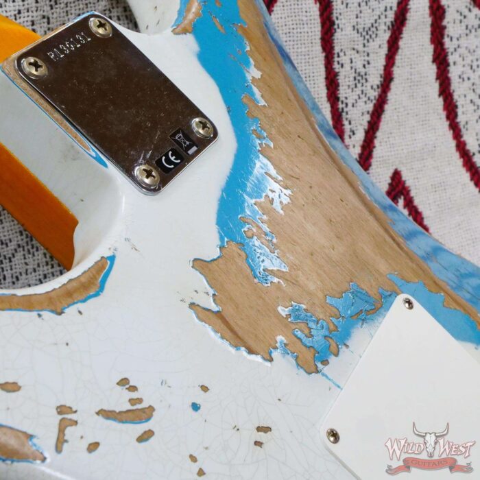 Fender Custom Shop Wild West White Lightning Stratocaster HSS Floyd Rose Maple Board 22 Frets Heavy Relic Taos Turquoise - Image 14