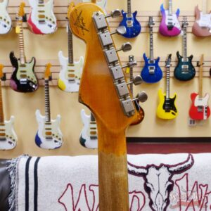 Fender Custom Shop Wild West White Lightning Stratocaster HSS Floyd Rose Rosewood Fingerboard Black Pickguard Heavy Relic Olympic White over 3 Tone Sunburst - Image 11