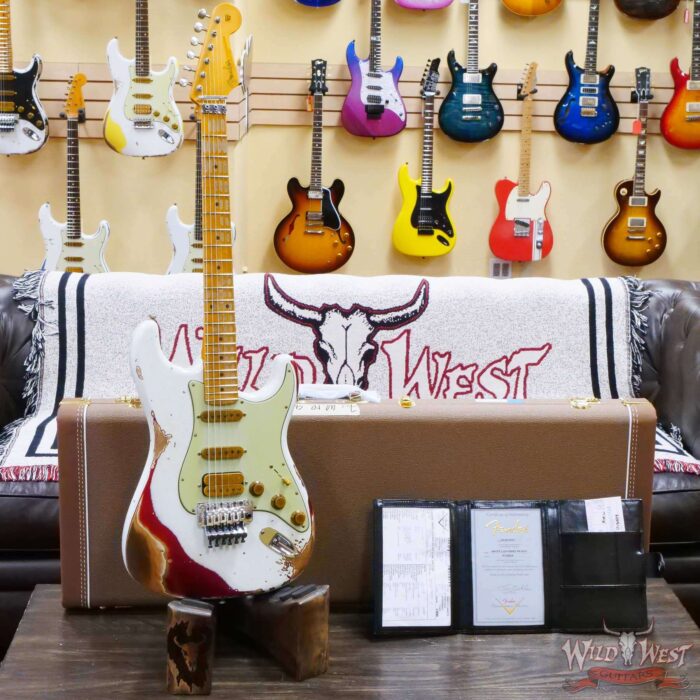 Fender Custom Shop Wild West White Lightning Stratocaster HSS Floyd Rose Maple Board 22 Frets Heavy Relic Candy Apple Red - Image 6