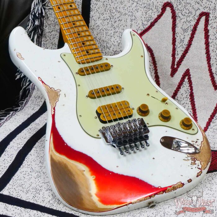 Fender Custom Shop Wild West White Lightning Stratocaster HSS Floyd Rose Maple Board 22 Frets Heavy Relic Candy Apple Red - Image 8