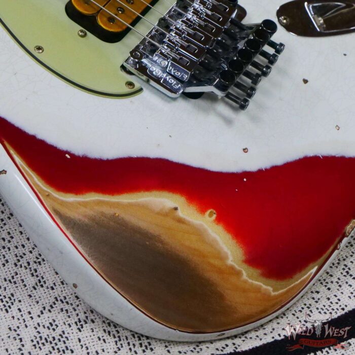 Fender Custom Shop Wild West White Lightning Stratocaster HSS Floyd Rose Maple Board 22 Frets Heavy Relic Candy Apple Red - Image 10