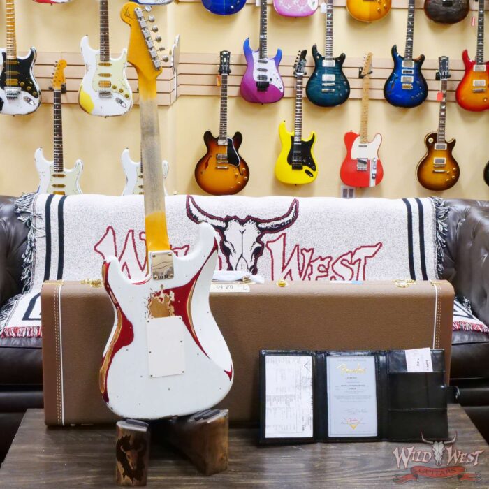 Fender Custom Shop Wild West White Lightning Stratocaster HSS Floyd Rose Maple Board 22 Frets Heavy Relic Candy Apple Red - Image 11