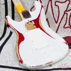 Fender Custom Shop Wild West White Lightning Stratocaster HSS Floyd Rose Maple Board 22 Frets Heavy Relic Candy Apple Red - Image 13