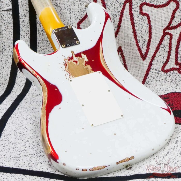 Fender Custom Shop Wild West White Lightning Stratocaster HSS Floyd Rose Maple Board 22 Frets Heavy Relic Candy Apple Red - Image 13