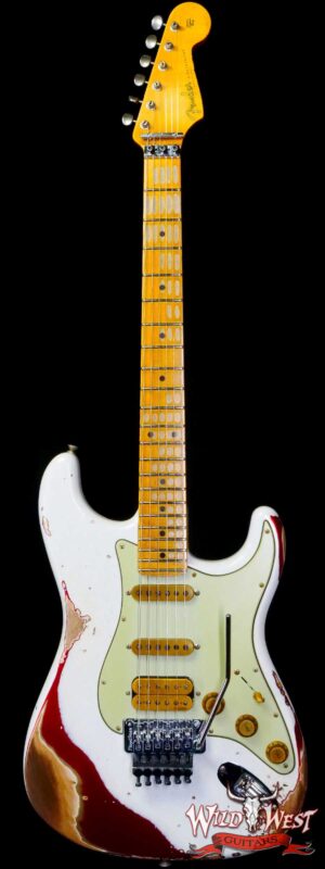 Fender Custom Shop Wild West White Lightning Stratocaster HSS Floyd Rose Maple Board 22 Frets Heavy Relic Candy Apple Red