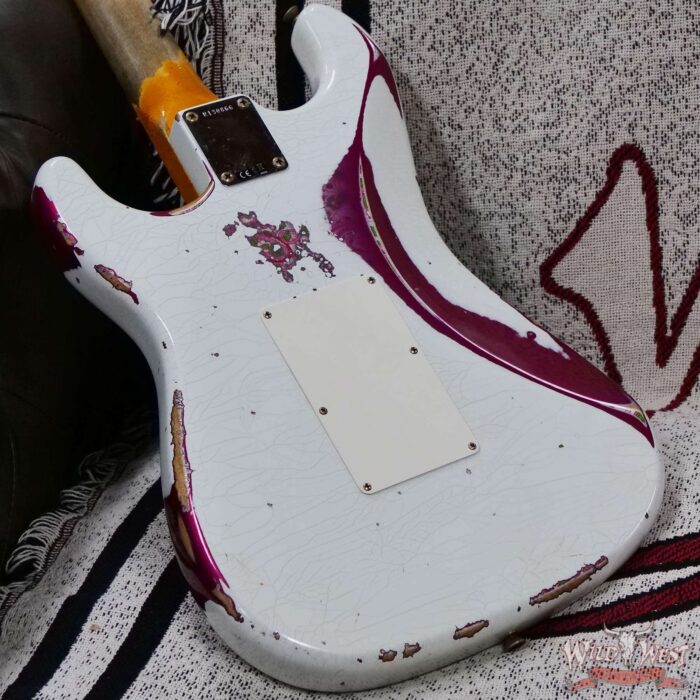 Fender Custom Shop Wild West White Lightning Stratocaster HSS Floyd Rose Maple Board 22 Frets Heavy Relic Pink Paisley 8.05 LBS - Image 12