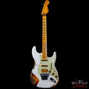 Fender Custom Shop Wild West White Lightning Stratocaster HSS Floyd Rose Maple Board Heavy Relic 2 Tone Sunburst - Image 3