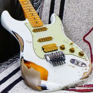 Fender Custom Shop Wild West White Lightning Stratocaster HSS Floyd Rose Maple Board Heavy Relic 2 Tone Sunburst - Image 8