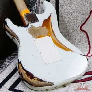 Fender Custom Shop Wild West White Lightning Stratocaster HSS Floyd Rose Maple Board Heavy Relic 2 Tone Sunburst - Image 12