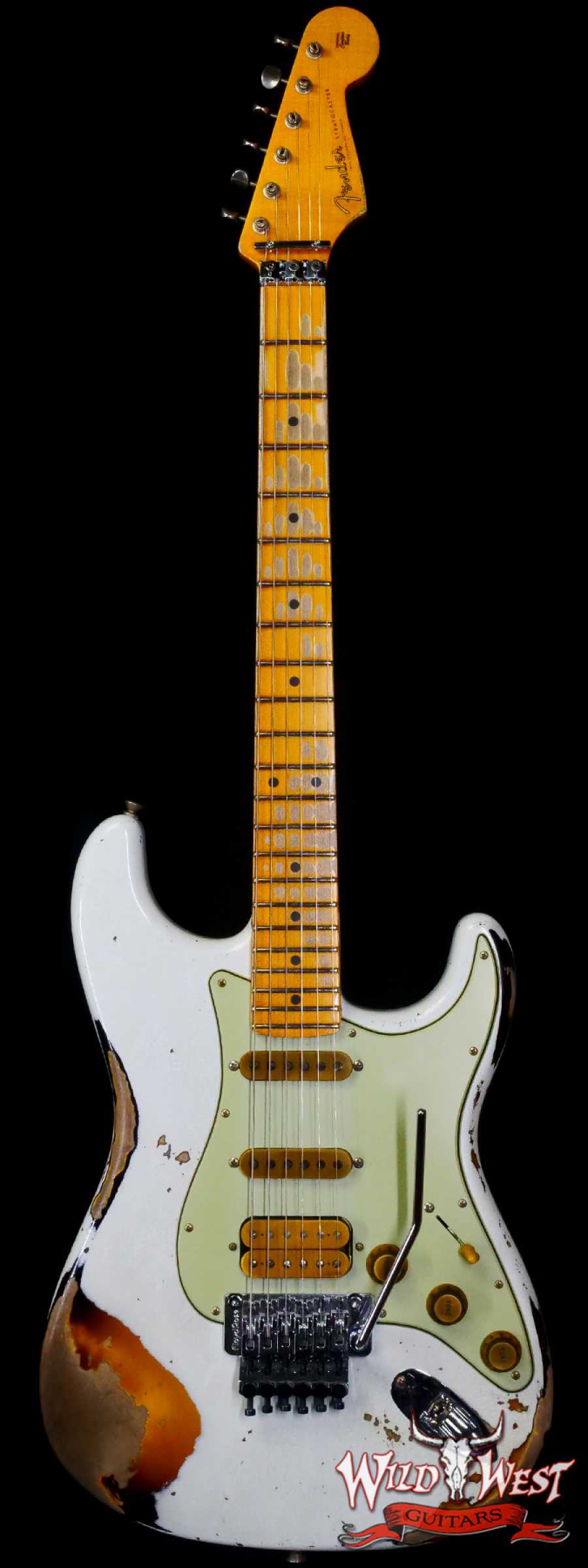 fendercs-wlfr-r130954-main-2__wwg_large.jpg Fender Custom Shop Wild West White Lightning Stratocaster HSS Floyd Rose Maple Board Heavy Relic 2 Tone Sunburst - Image 1