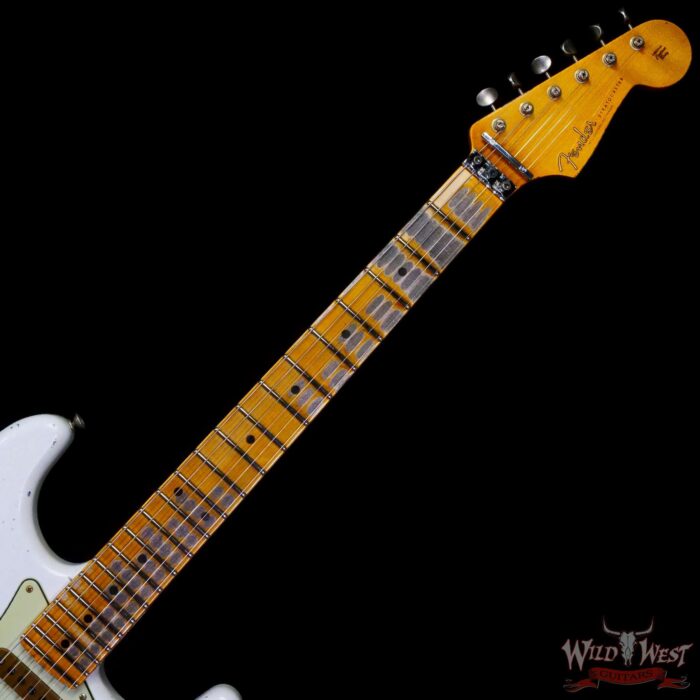 Fender Custom Shop Wild West White Lightning Stratocaster HSS Floyd Rose Maple Board 22 Frets Heavy Relic Lake Placid Blue - Image 4