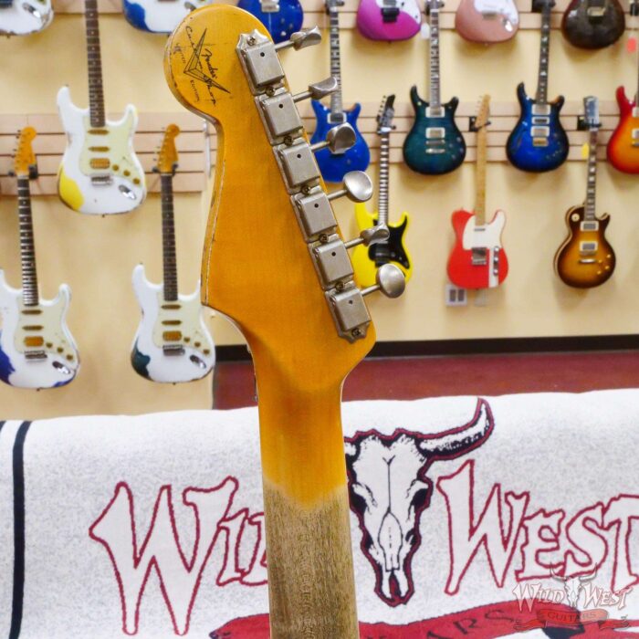 Fender Custom Shop Wild West White Lightning Stratocaster HSS Floyd Rose Maple Board 22 Frets Heavy Relic Lake Placid Blue - Image 11