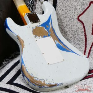 Fender Custom Shop Wild West White Lightning Stratocaster HSS Floyd Rose Maple Board 22 Frets Heavy Relic Lake Placid Blue - Image 12