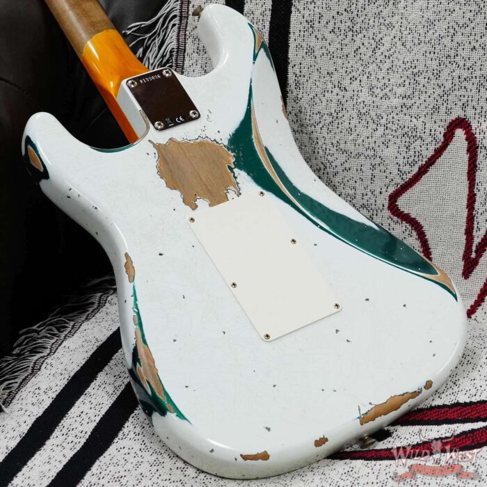 Fender Custom Shop Wild West White Lightning Stratocaster HSS Floyd Rose Rosewood Board 22 Frets Heavy Relic British Racing Green 8.20 LBS - Image 12