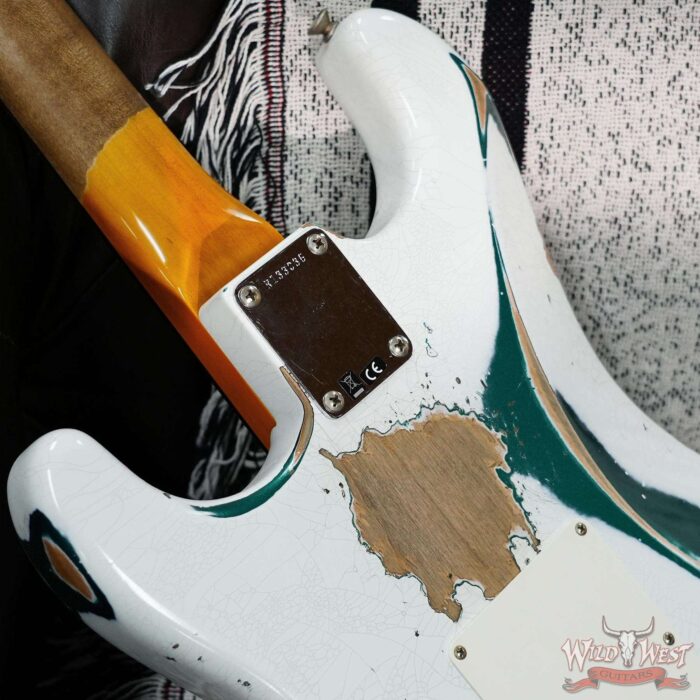 Fender Custom Shop Wild West White Lightning Stratocaster HSS Floyd Rose Rosewood Board 22 Frets Heavy Relic British Racing Green 8.20 LBS - Image 13