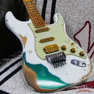 Fender Custom Shop Wild West White Lightning Stratocaster HSS Floyd Rose Maple Board 22 Frets Heavy Relic British Racing Green - Image 8