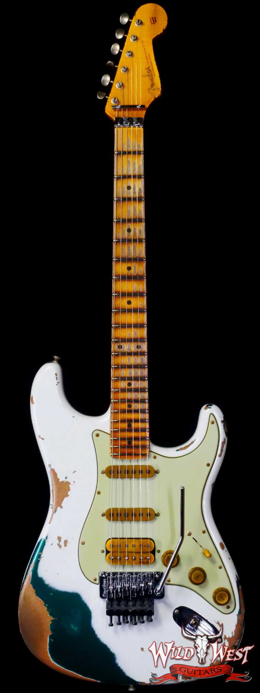 fendercs-wlfr-r133228-main__wwg_large-1.jpg Fender Custom Shop Wild West White Lightning Stratocaster HSS Floyd Rose Maple Board 22 Frets Heavy Relic British Racing Green - Image 1