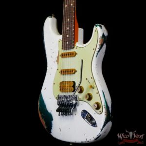 Fender Custom Shop Wild West White Lightning Stratocaster HSS Floyd Rose Rosewood Board 22 Frets Heavy Relic British Racing Green - Image 2