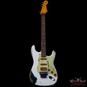 Fender Custom Shop Wild West White Lightning Stratocaster HSS Floyd Rose Rosewood Board 22 Frets Heavy Relic British Racing Green - Image 3