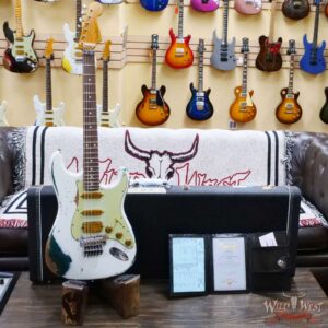 Fender Custom Shop Wild West White Lightning Stratocaster HSS Floyd Rose Rosewood Board 22 Frets Heavy Relic British Racing Green - Image 6