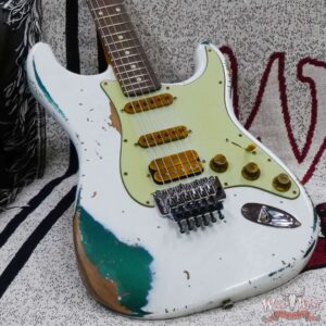 Fender Custom Shop Wild West White Lightning Stratocaster HSS Floyd Rose Rosewood Board 22 Frets Heavy Relic British Racing Green - Image 8