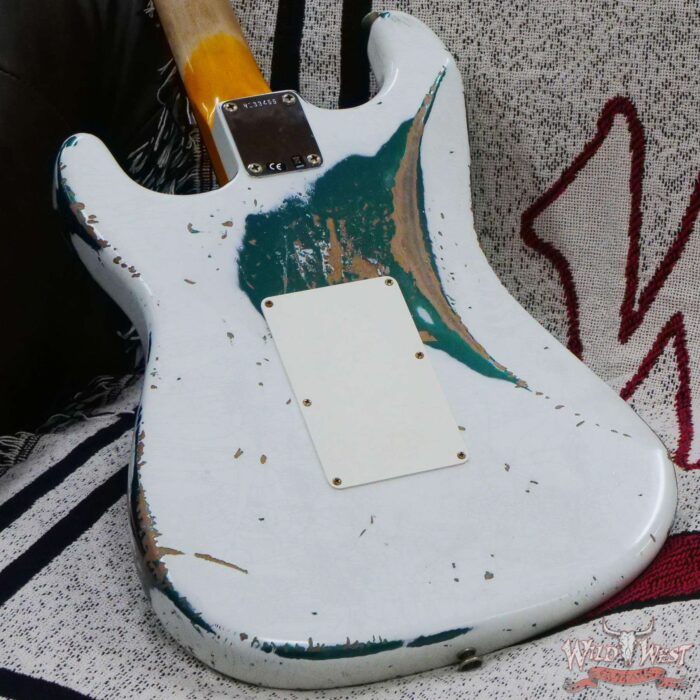 Fender Custom Shop Wild West White Lightning Stratocaster HSS Floyd Rose Rosewood Board 22 Frets Heavy Relic British Racing Green - Image 12